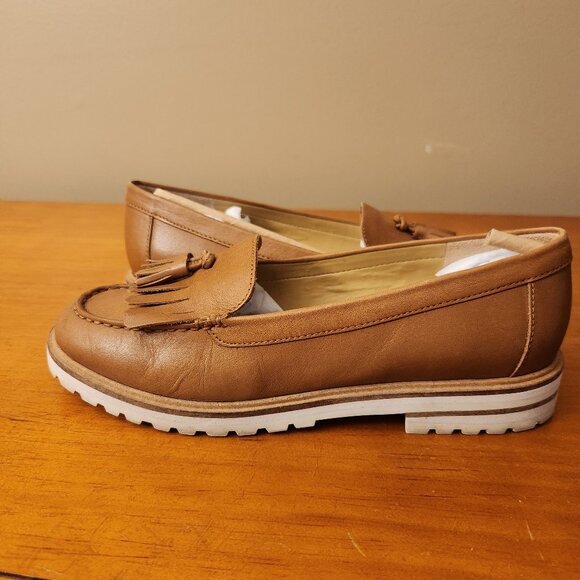Talbots Shoes Women 5 M Laura Tasseled Platform Loafers Havana Tan Soft Vachetta - Picture 1 of 6